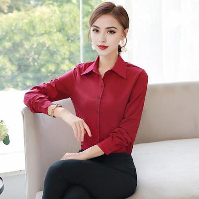 Damenhemd Eleganter Reverskragen Damenhemdkollektion Langarm Slim Fit Bürodamen-Oberteile für die Arbeit Herbstblusenstile
