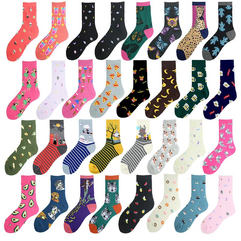 Korean Style Cute Funny Socks Women Totoro Avocado Pizza Beer Sushi Planet Happy Kawaii Socks Novelty Harajuku High Quality Sox