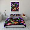 Colorful Led Mushroom Lights Decor Soft Comfortable Duvet Cover Bedding Set Included 1*Duvet Cover & 2*Pillowcases, Gift