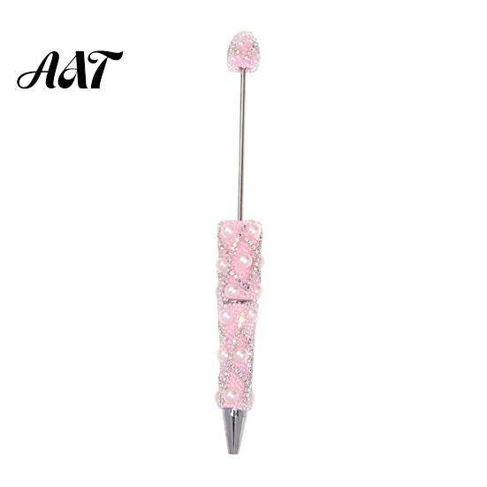 Handgemachter Schmuck Geschenkideen DIY Stift zum Bestücken mit Perlen, Glitzernde Strasssteine und Kunstperlen Perlen-Kreativgeschenke für Schwestern Schwarzer Kugelschreiber Büro