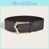 Retro Black Leather Waist Belt With Stretch Design For Adult Womens Casual Wear