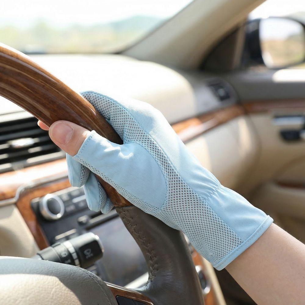 Mesh UV Protection Gloves Non Slip Thin Breathable Gloves Flip Touchscreen Ice Silk Gloves Walking
