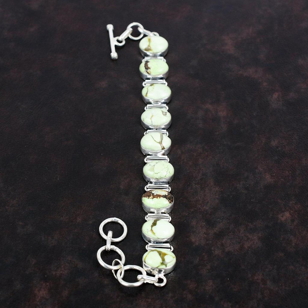 Lemon Chrysoprase Gemstone Bracelet 925 Sterling Silver Bracelet Adjustable Chain Bracelet Antique Jewelry Gifts For Wife Handmade Bracelet