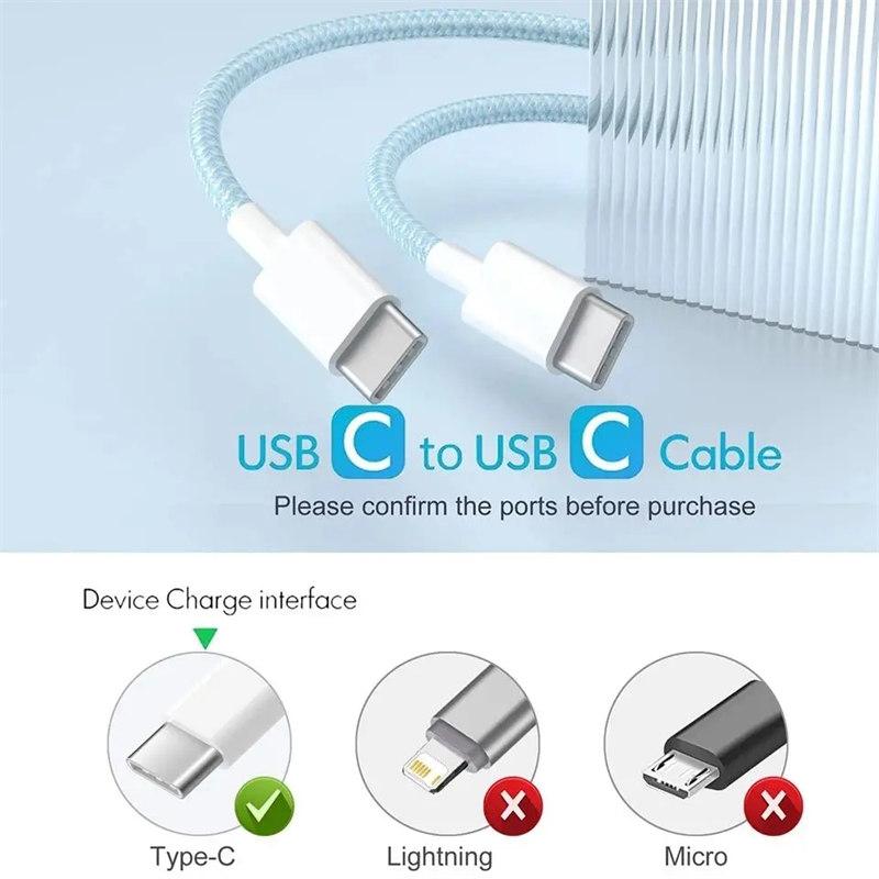 Cablu USB C la USB Tip C PD 60W Încărcare Rapidă Pentru iPhone 15 15 Pro Plus Pro MAX iPad Linie de Date Duală Tip C Pentru Samsung S22 23