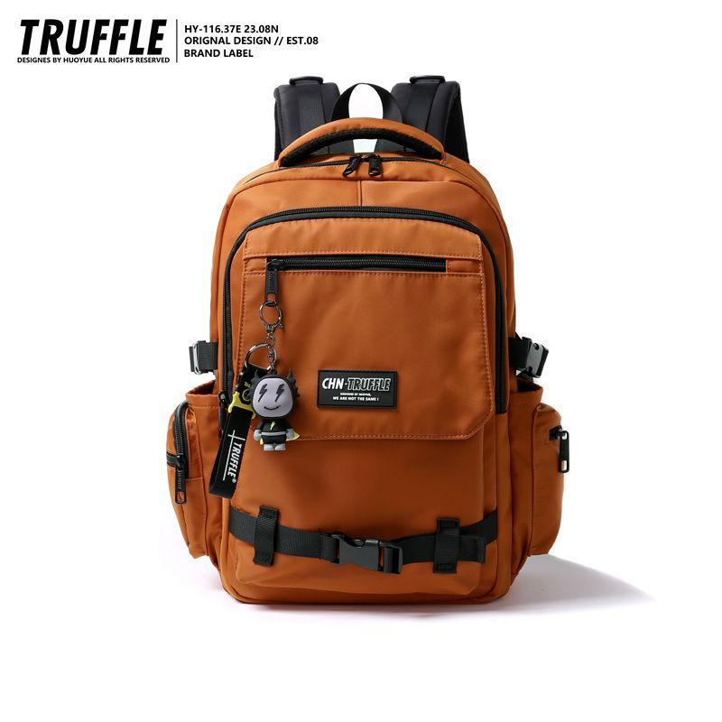 

Модный рюкзак Truffle большой вместимости для мужчин и студентов средней школы, школьный рюкзак для женщин, дорожный рюкзак для ноутбука для студентов колледжа (Small size) HZL forest orange brown + OGZ pendant