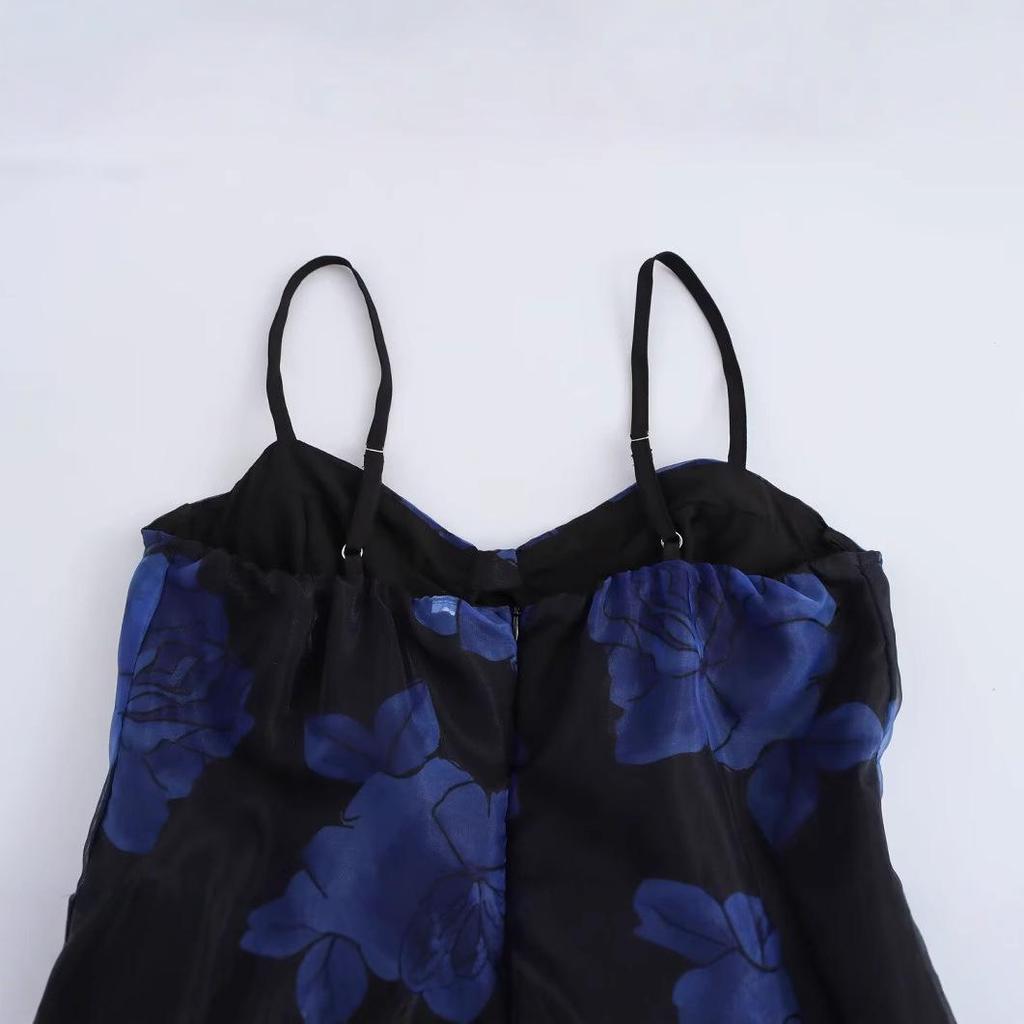 2025 Spring Women's European & American Style Waist-Slimming Spaghetti Strap Dress