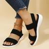 Fashionable Elastic Fabric Sandals 2024 Summer Women's Casual Fish Mouth Sports Shoes Large Flat Bottomed Breathable Sandals