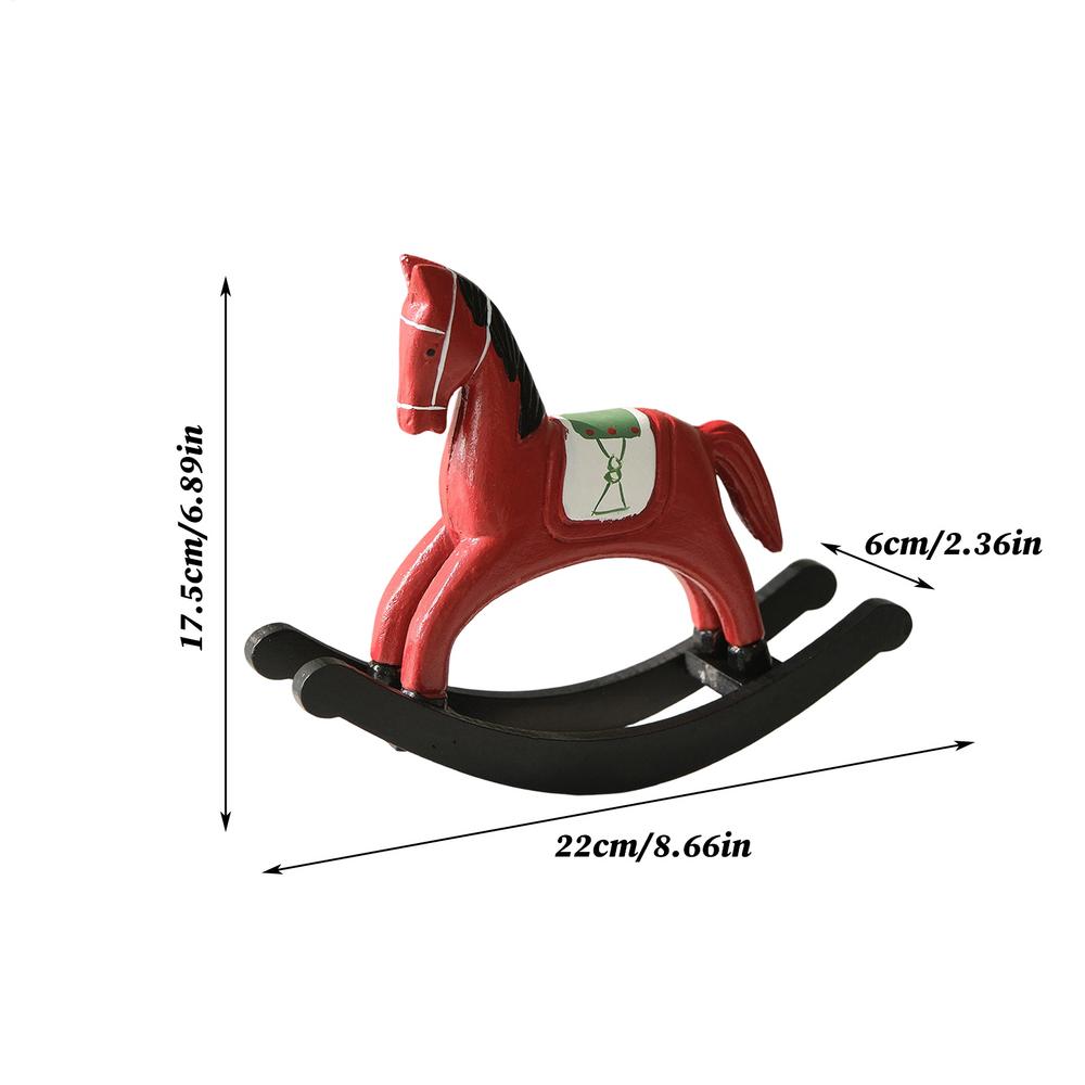 Classic Retro Wooden Rocking Horse Desk Decor Balance Art Adornment Miniature Rocking Horse Decor Ornament Kids Gift