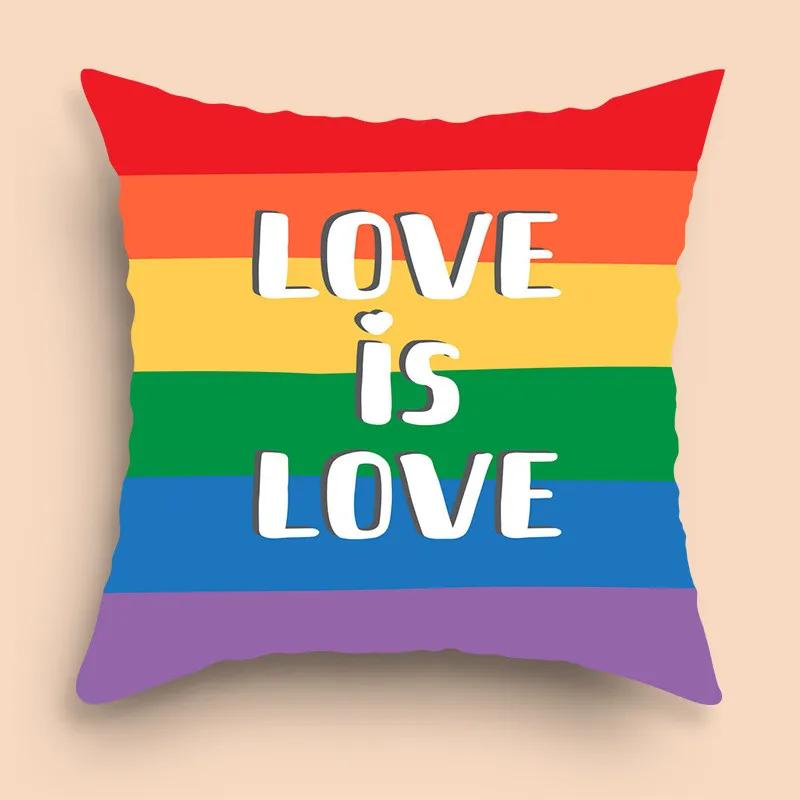 Home Decor Party Gifts Valentine's Day Rainbow Love Pillowcase Sofa Cushion Cover