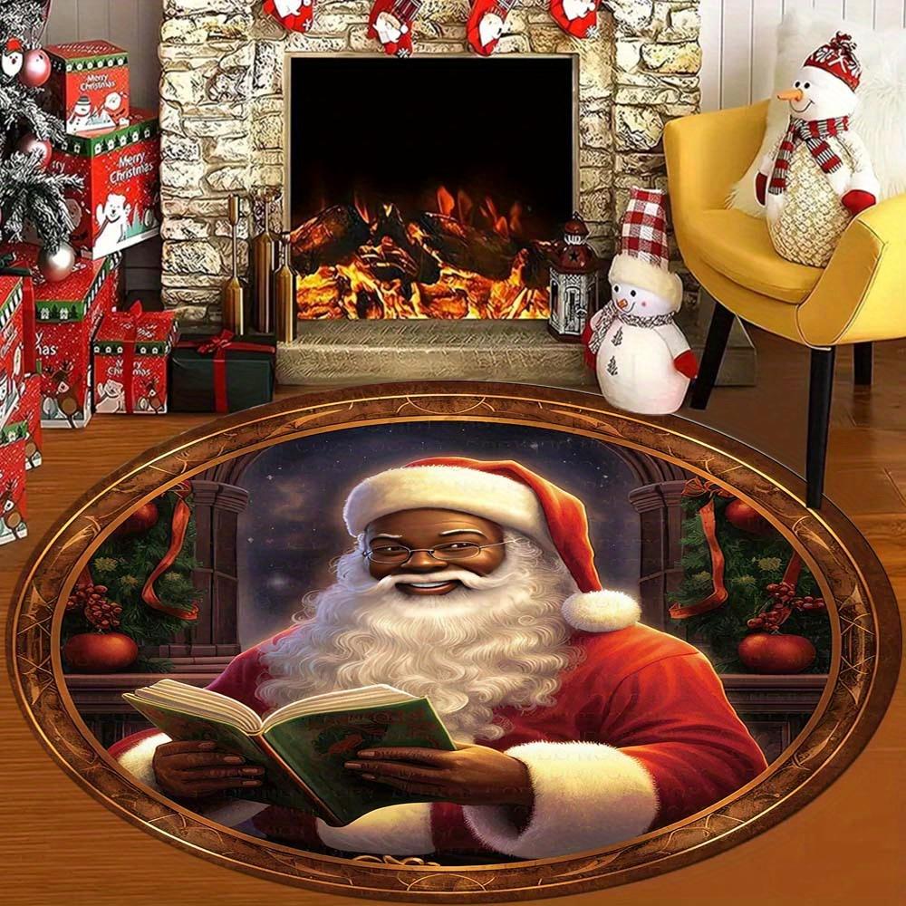 1 Piece Christmas Round Rug Suitable For Living Room Bedroom And Kitchen Home Decoration Room Decoration Gift For Friends And Family