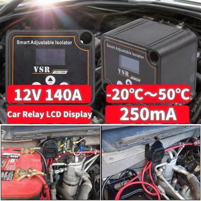 Isolateur de Batterie Double Intelligent Réglable 12V 140A Affichage LCD Relais Sensible à la Tension de Charge Partagée Réglage de Tension Smart Dual Batt