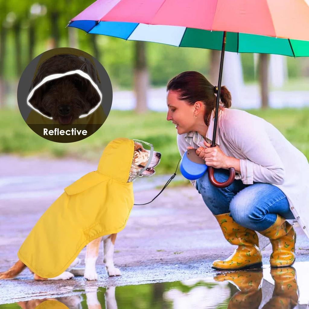 Dog Raincoat Waterproof Soft Breathable Dog Rain Jacket For Small Dog Hooded Dog Rain Coat With Transparent Cap Protect Belly