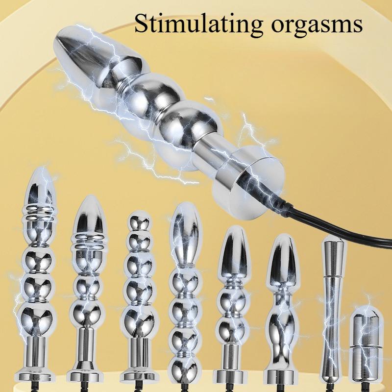 Bipolar Electric Shock Anal Plug Vaginal Butt Plug Orgasm Masturbation Adult Sex Toy Metal Electrode Buttplugs Anal Massager