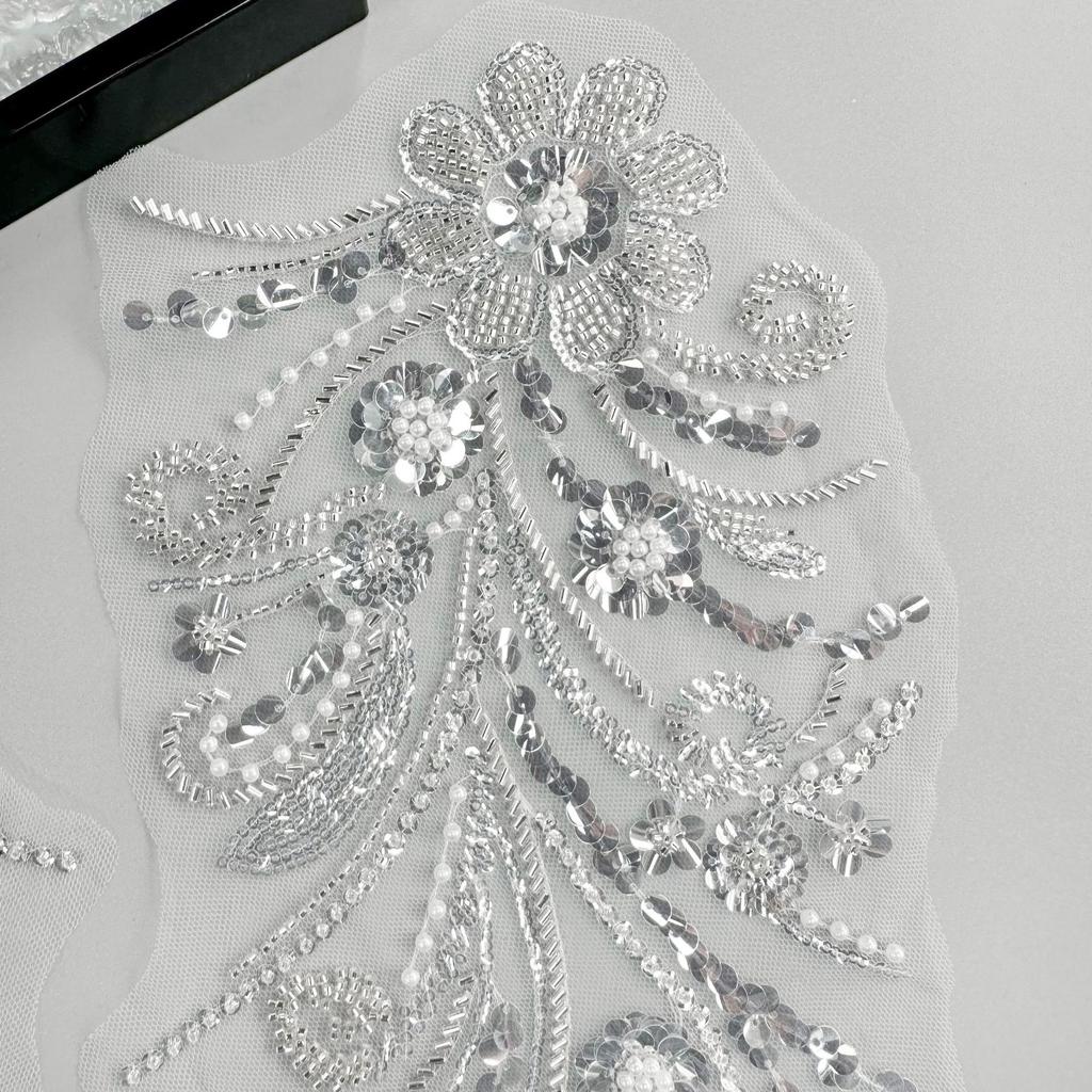 Heavy Industry Mesh Beaded Sequins Three-Dimensional Flower-To-Flower Patch Dress Wedding Dress With Decorative Cloth Stickers Accessories