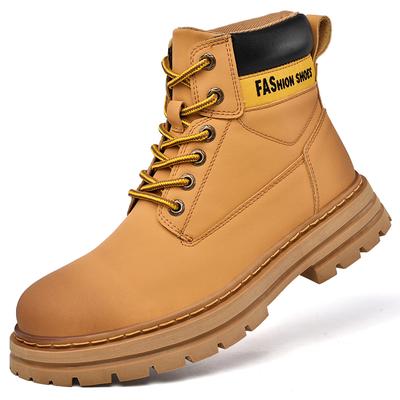 Fashion Men's Leather High Top Fashion Casual Sports Men's Shoes Short Ankle Anti-slip Wear Mountaineering Men's Shoes Plus Size 46