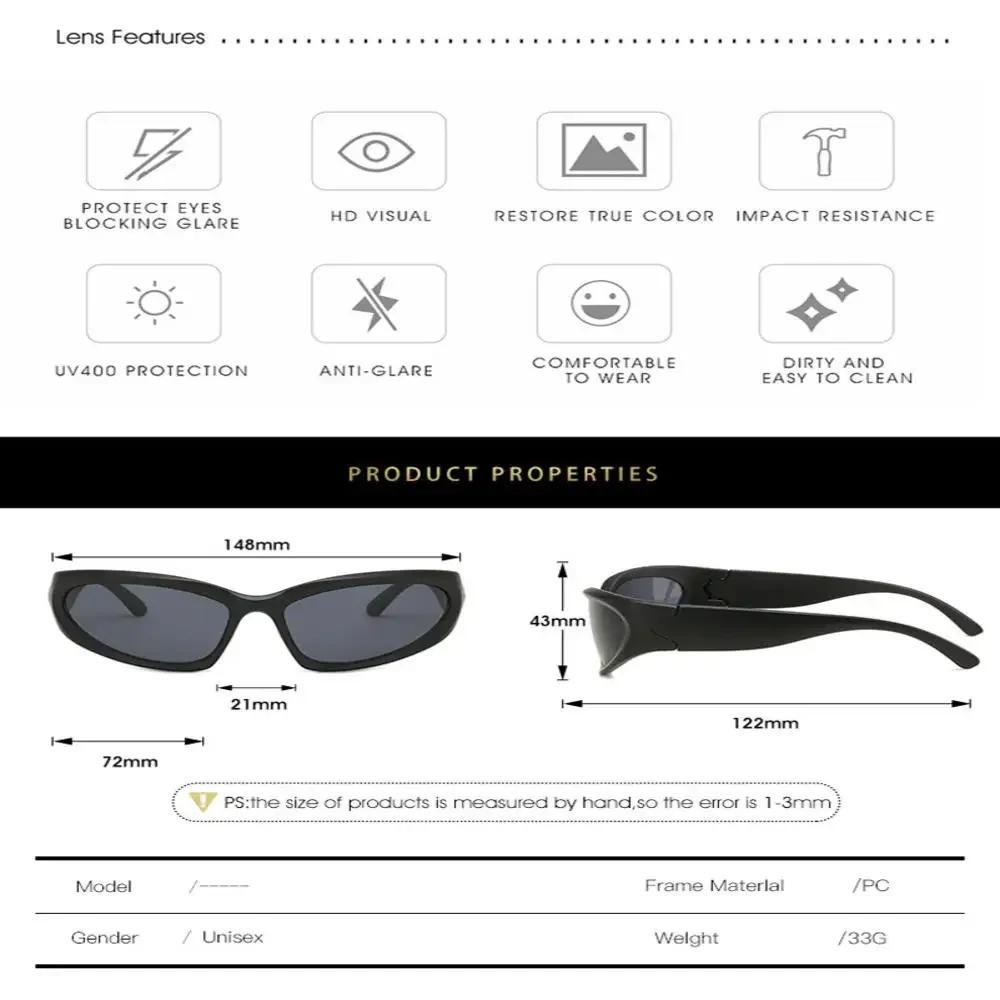 Oval Frame Glasses for Men Women Outdoor Cycling Sports UV400 Fashion Retro Y2K Punk Hip Hop Gothic Multicolor Eyewear  New