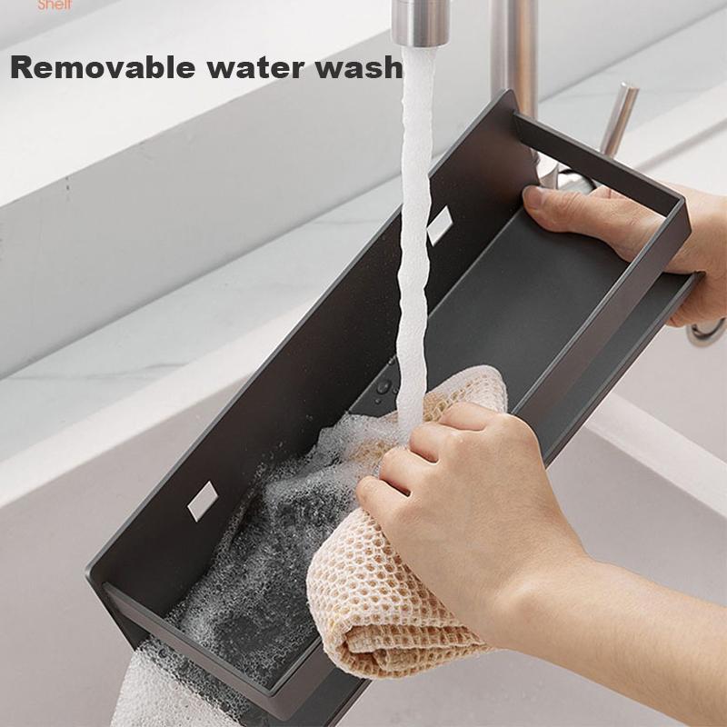 No Drilling Bathroom Shelf Shelves Wall Mounted Shampoo Spice Storage Rack For Kitchen Holder Bath Organizer Accessories