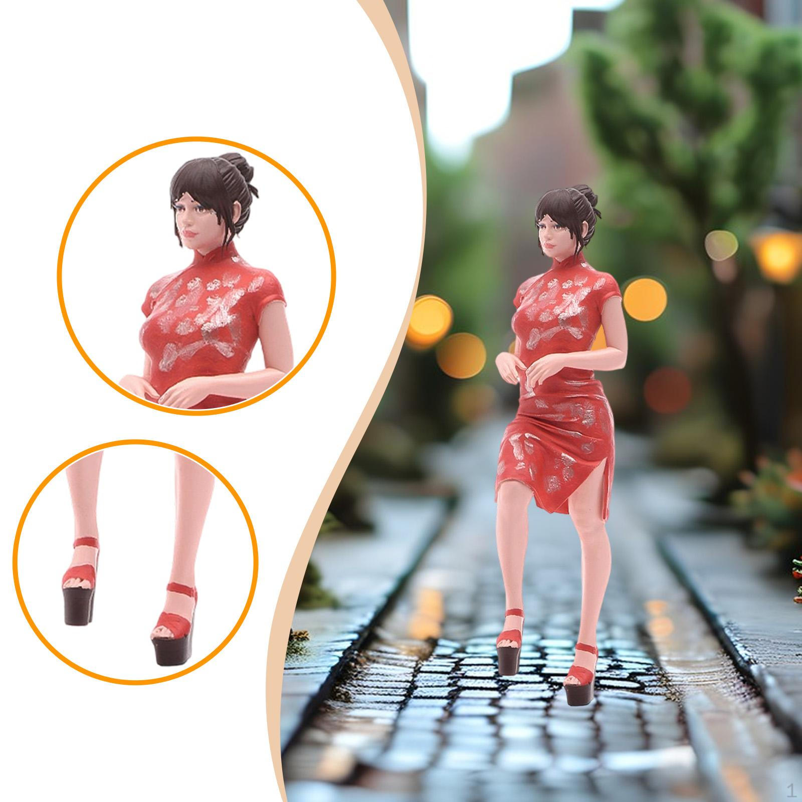 

1:18 Cheongsam Girl Model 3D Character Models Diorama Scenery Mini Women in Chinese Dress Figure for