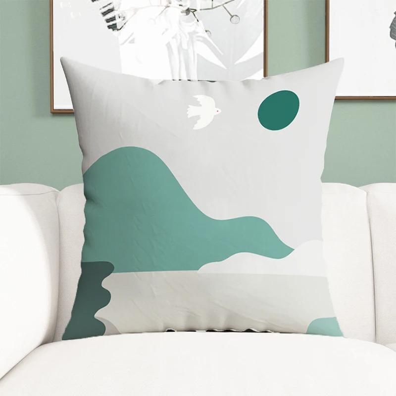 Office Living Room Home Pillowcase Simple Illustration Landscape Pattern Pillowcase Car Ornaments