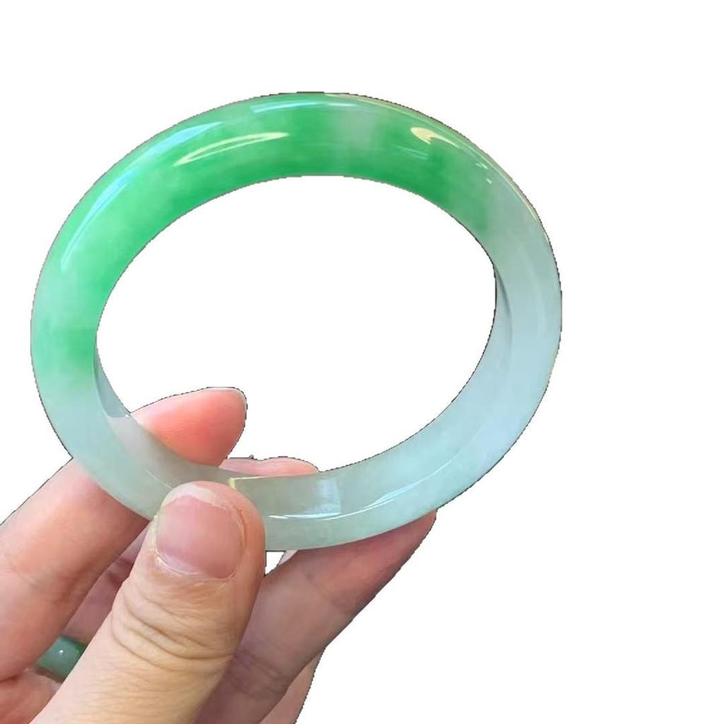 Certified Burmese Natural Icy Jadeite Round Bangle for Women