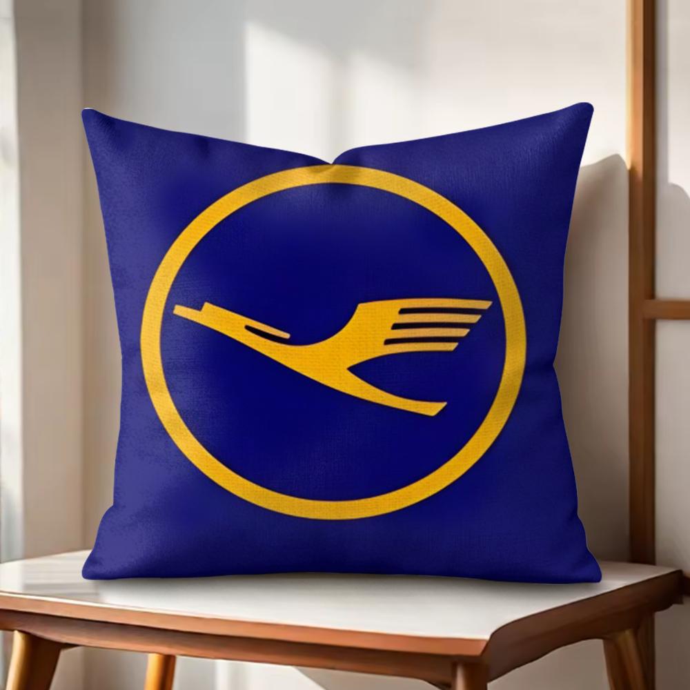 LLufthansaS Airlines Cushion Cover Natural Linen Organic Fabric DoubleSided Printing Couch Pillow Covers Home Decor