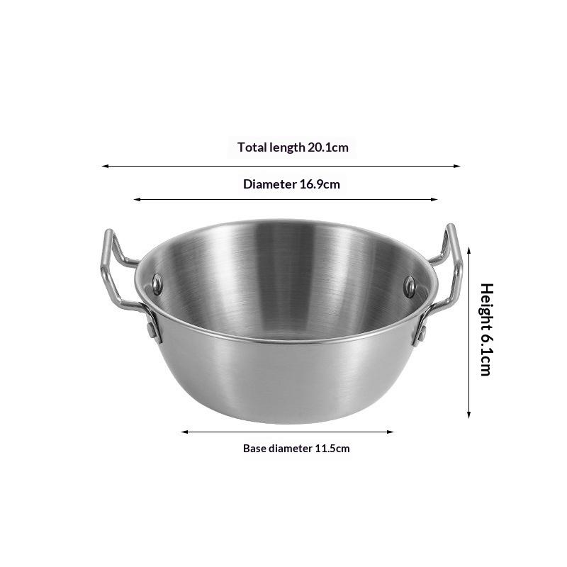New 1pc 304 Stainless Steel Instant Noodle Bowl Korean Rice Wine Bowl With Handle Salad Snack And Fries Bowl