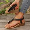Fashion Plus Size Woven Clip Toe Sandals Women Summer Elastic Band Wedge Heel Sandals Woman Comfortable Soft Sole Rome Sandles Female