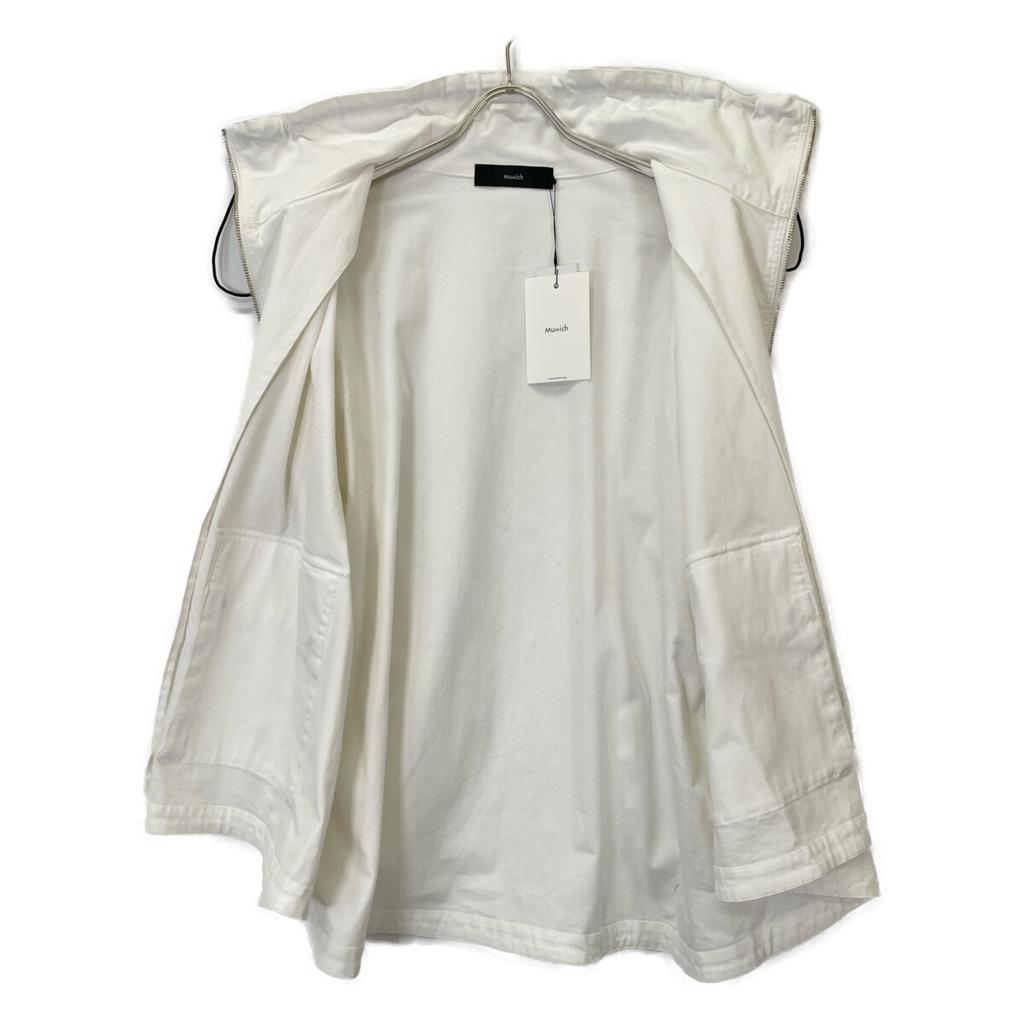 Munich White Stretch Cotton Pique Bag Flared Blouson Jacket S whiteUsed