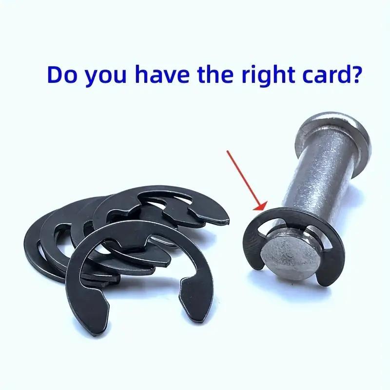 120 ШТ. Набір стопорних кілець із чорної нержавіючої сталі Стопорне кільце E-Clip Шайба Асортимент для кріплення валу M1.5-M10