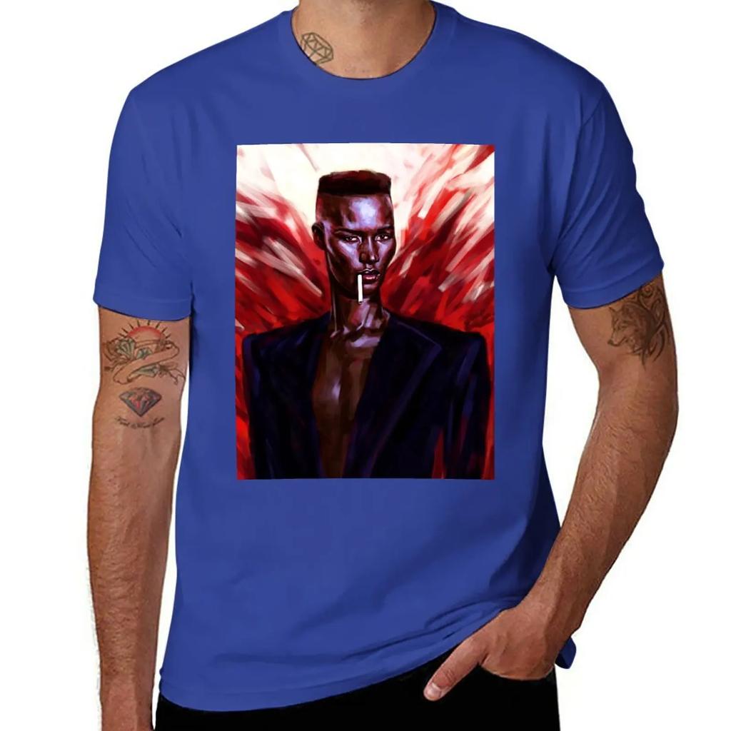 T-shirt Grace Jones abiti hippie taglie comode Camicetta T-shirt per uomo cotone