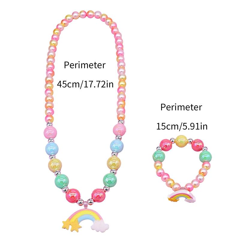2/6pcs/set Children Necklace Bracelet Set Cute Unicorn Rainbow Necklace Bracelet For Little Girls Zircon Set Wholesale