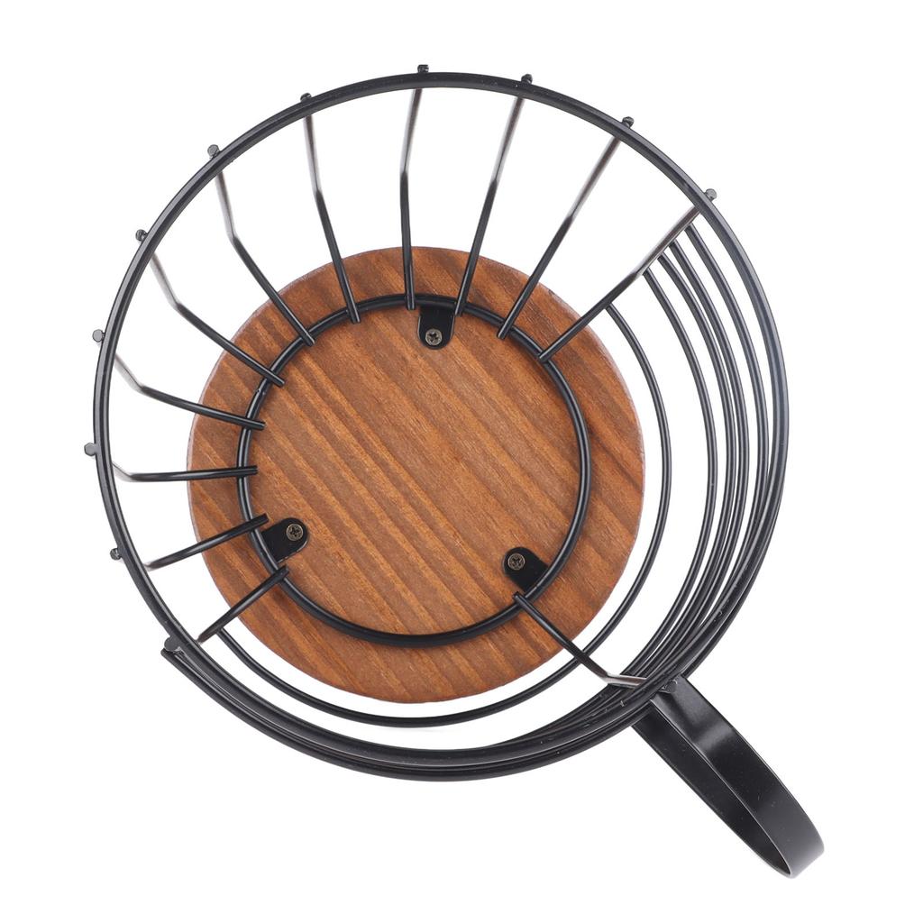 Coffee Capsule Storage Basket Cup Shape Black Iron and Pine Coffee Pod Holder for Coffee Bar