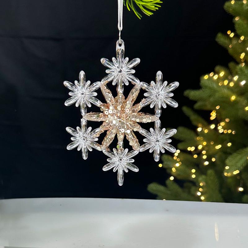 Christmas Decorations Sequined Acrylic Pendants Transparent Snowflake Pendants Christmas Tree Decorations Props