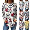 Women's Loose Round Neck Print Long Sleeve T-Shirt Top Pullover