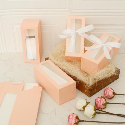 24Pcs Gift Packaging Box with Ribbon and Transparent PVC Window Wedding Christmas Birthday Party Decoration Gift Candy Cup Box