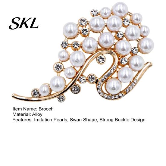 Long-lasting Brooch Pin, 3D Swan Design with Imitation Pearls, Anti-oxidation Anti-Oxidation Electroplated Finish Versatile Accessory for Coats Shirts