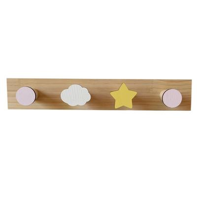 A25F-Wall Hooks 5-Pack Wooden Animal Flower Shaped Hangers For Kids Room Decor Princess Bedroom Organizer Cute Style