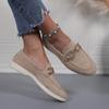 Large Suede Loafers Women's Fall New Metallic Comfortable Soft-soled Single Shoes