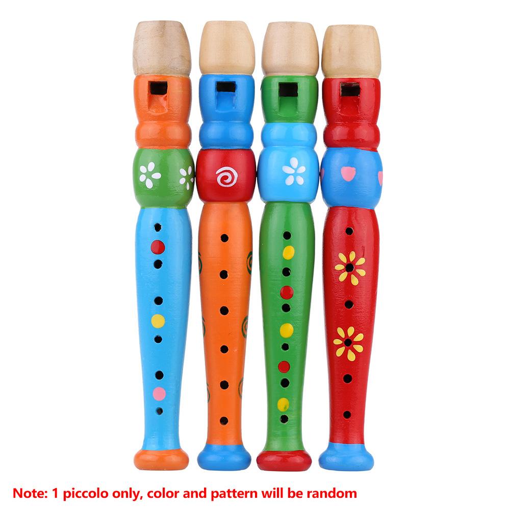 Wooden Piccolo Flute Sound Musical Instrument Early Education Toy Gift for Baby Kid Child