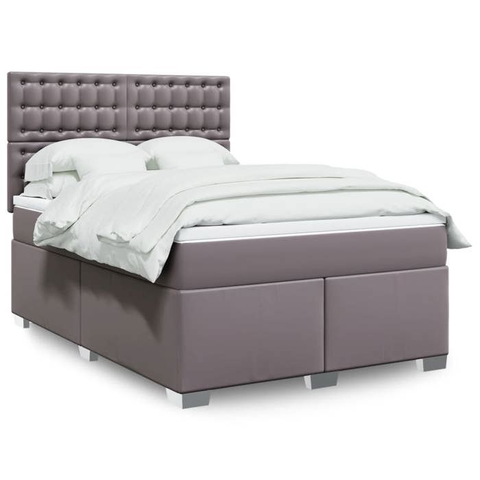 VidaXL Sommier à lattes de lit avec matelas Gris 140x200 cm Similicuir 3290726