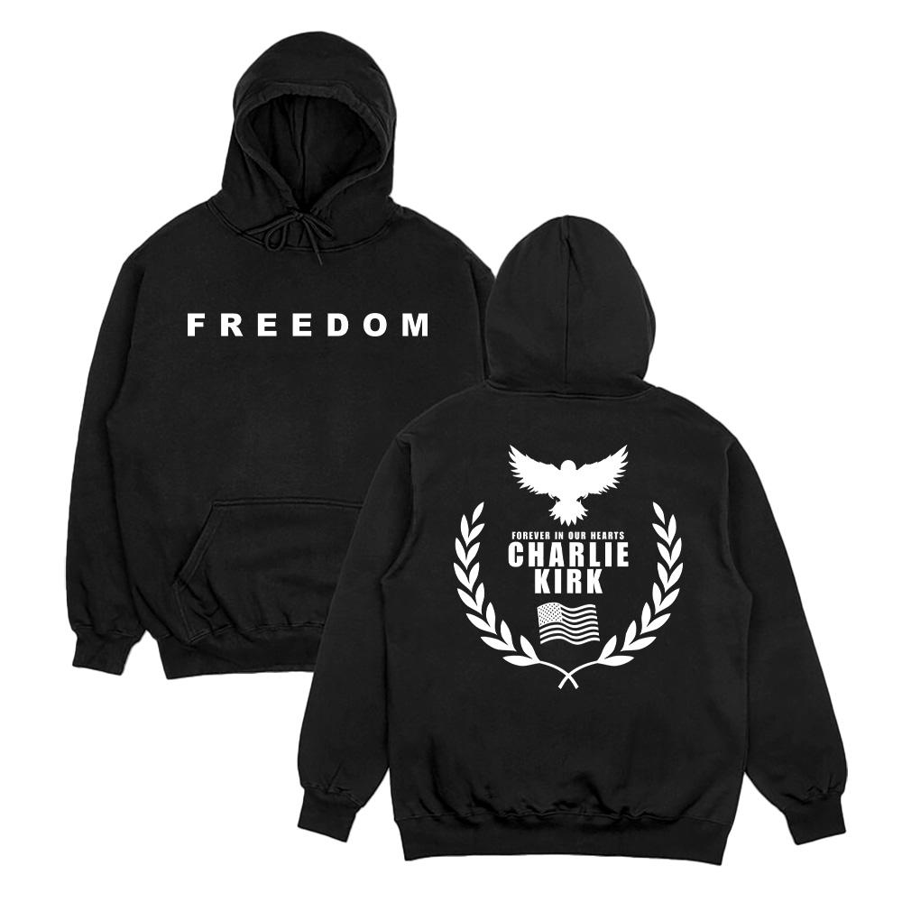 

Tribute Charlie Kirk Freedom Hoodies Woman Man New Aesthetic Pullovers Fall Long Sleeve Hoody Oversized High Street Sweatshirts S чёрный