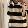 Summer Striped t-Shirts Women Harajuku Streetwear Oversized Shirt Short Sleeve Casual T Shirt Pure Cotton Y2k Tops Female Blouse