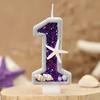 Original Birthday Number Candles Sparkling ocean Candle 2 Years for Cake Topper Decoration Purple Pure Bee Honey Candles