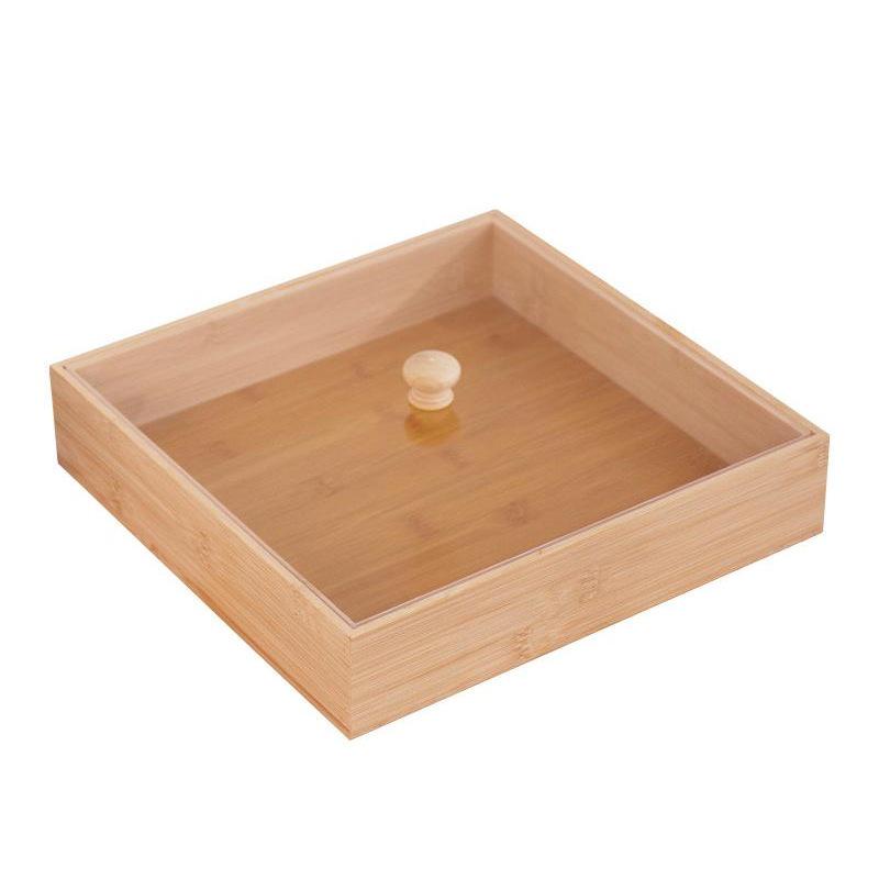 Bamboo Wood Tray with Lid for Snacks, Bread, Sushi, and Baking Display