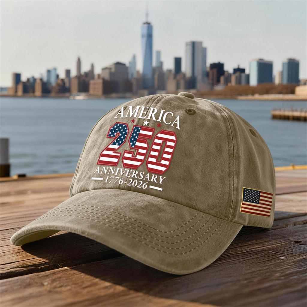 Unisex USA 250th Anniversary Printed Distressed Washed Baseball Cap | Patriotic Vintage Hat For Celebrations