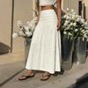 Womens Boho Ruffle Long Skirts, High Waisted A-Line Elastic Summer Vacation Casual Maxi Beach Skirt 2026