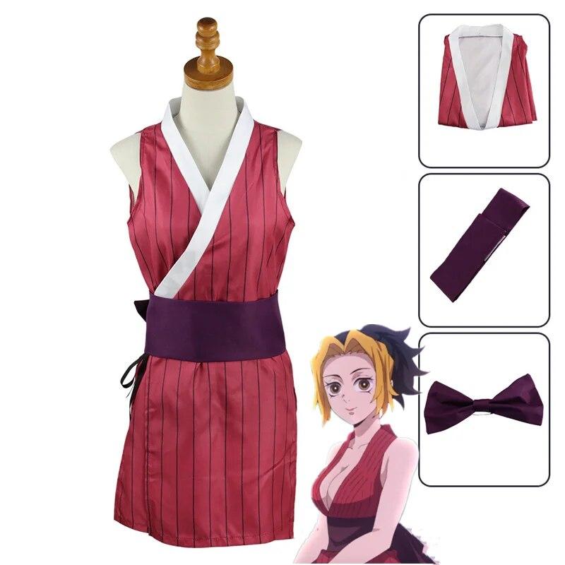 Anime Demon Slayers Suma Hinatsuru Makio Cosplay Costume Uzui Tengen Wives Wig Dress Suit Clothes Halloween Uniform Set