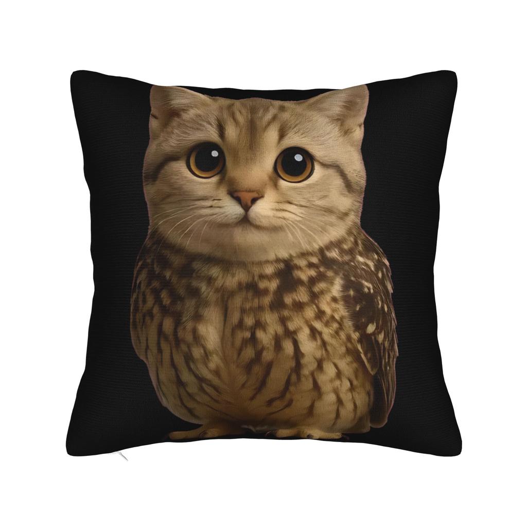 Meowl Funny Meow Cat Owl Brainrot Meme Cartoon Pillow Cover Soft Cushion Cover Cute Funny Pillow Case For Office Car Home Decor