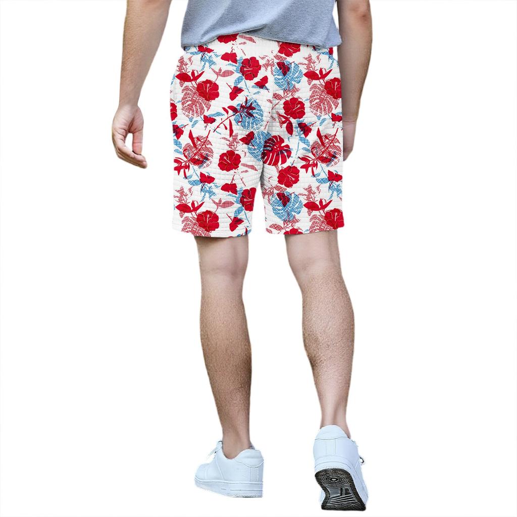 Men's Fashion Printed Sports Shorts Elastic Waistband Pocket Gym Shorts