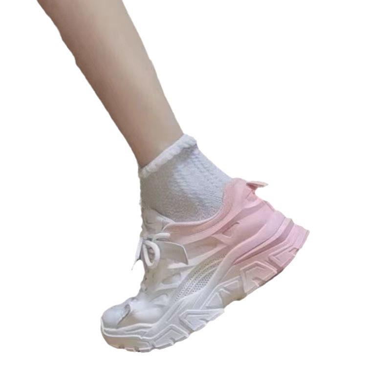 Popular peach powder gradual change dad shoes ins tide autumn shoes female versatile students high value campus casual shoes